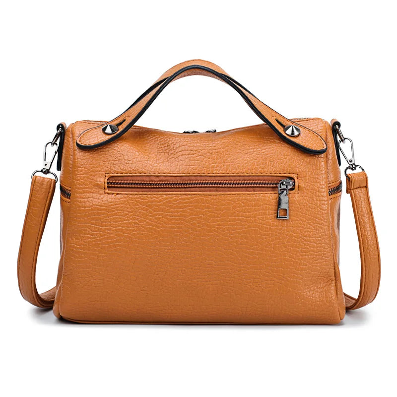 Rivet Style Crossbody Bag Vintage Leather Messenger Bag
