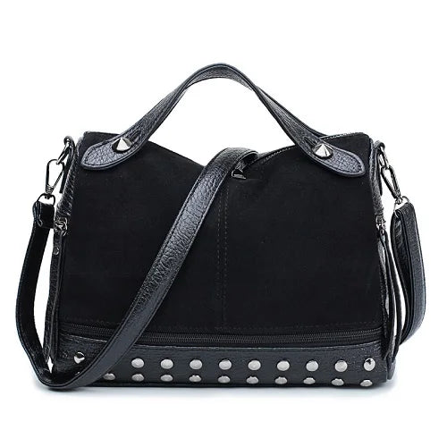Rivet Style Crossbody Bag Vintage Leather Messenger Bag