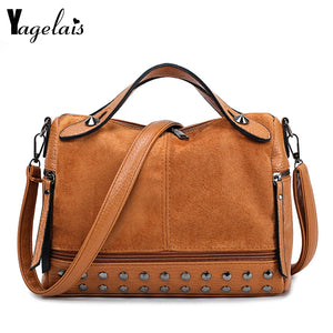 Rivet Style Crossbody Bag Vintage Leather Messenger Bag