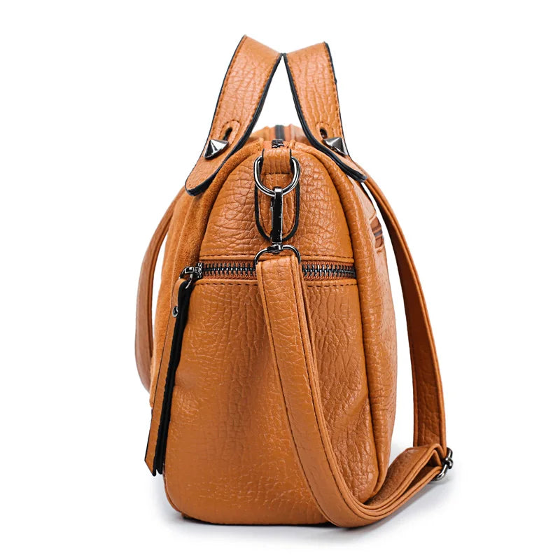Rivet Style Crossbody Bag Vintage Leather Messenger Bag