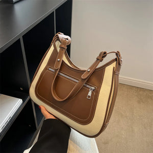 Casual PU Leather Shoulder Bags Women Large Capacity Top Handle