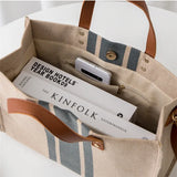 Vintage Striped Tote Bag Briefcase Style