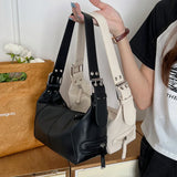 Soft PU Leather Women's Underarm Bag Retro Motorcyclist Female Purse