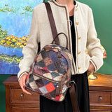 Small Vintage Leather Backpack College Rucksack Travel Bagpack