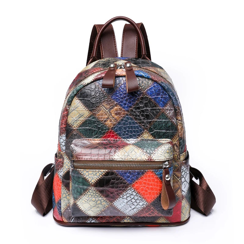 Small Vintage Leather Backpack College Rucksack Travel Bagpack