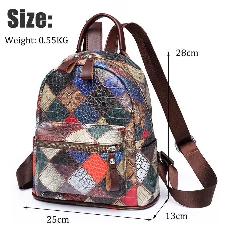Small Vintage Leather Backpack College Rucksack Travel Bagpack