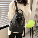 Small Pu Leather Woman Backpack Schoolbag for Teenage Girl Daypack