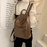 Small Pu Leather Woman Backpack Schoolbag for Teenage Girl Daypack