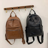 Small Pu Leather Woman Backpack Schoolbag for Teenage Girl Daypack