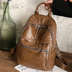 Small Pu Leather Woman Backpack Schoolbag for Teenage Girl Daypack