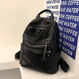 Small Pu Leather Woman Backpack Schoolbag for Teenage Girl Daypack