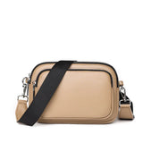 Square Leather Women Handbag with Wide Strap Cross Body Bag