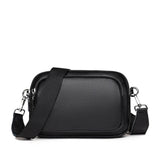 Square Leather Women Handbag with Wide Strap Cross Body Bag