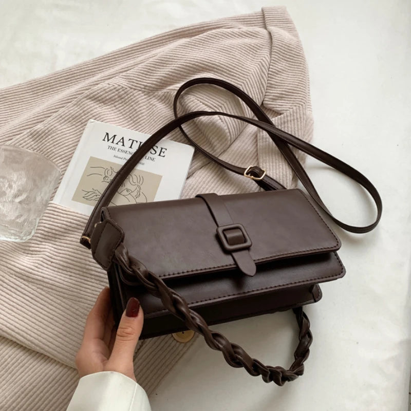 Small Square Crossbody Bag PU Leather Shoulder Bag for Women