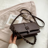 Small Square Crossbody Bag PU Leather Shoulder Bag for Women