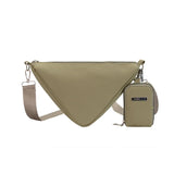 Solid Triangle Nylon Shoulder Bag for Women Adjustable Shoulder Straps