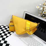 Solid Triangle Nylon Shoulder Bag for Women Adjustable Shoulder Straps