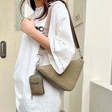 Solid Triangle Nylon Shoulder Bag for Women Adjustable Shoulder Straps