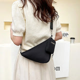 Solid Triangle Nylon Shoulder Bag for Women Adjustable Shoulder Straps