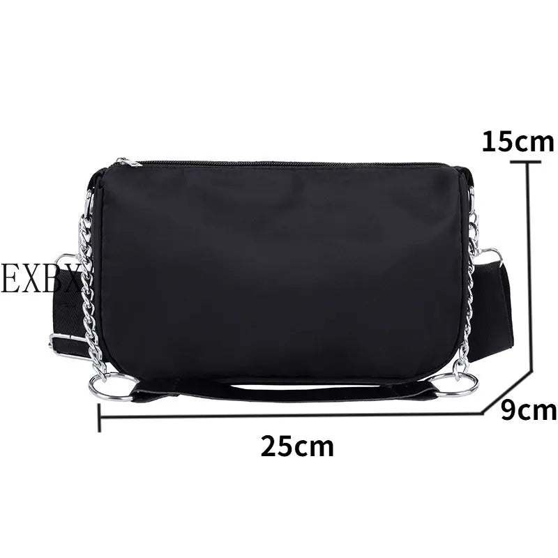 Vintage Nylon Chain Crossbody Bag Women Casual Shoulder Messenger Bags