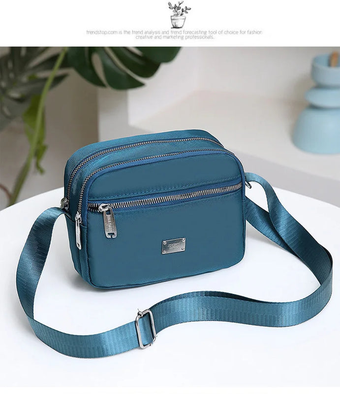 Solid Women Nylon Small Handbags Lady's Shoulder Cross Body Zipper Handbag