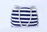 Stripe Shoulder Handbag Rough Striped Beach Bag