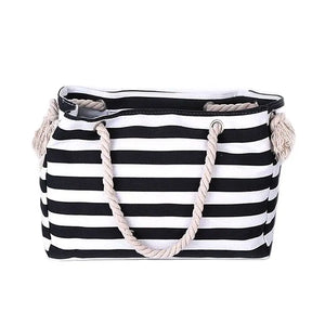 Stripe Shoulder Handbag Rough Striped Beach Bag
