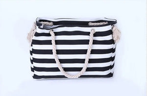 Stripe Shoulder Handbag Rough Striped Beach Bag