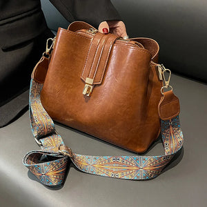 Spring Women's PU Leather Small Crossbody Shoulder Bag with Wide Strap