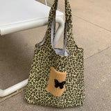 Spring Leopard Butterfly Shoulder Bag Large Capacity Ladies Tote