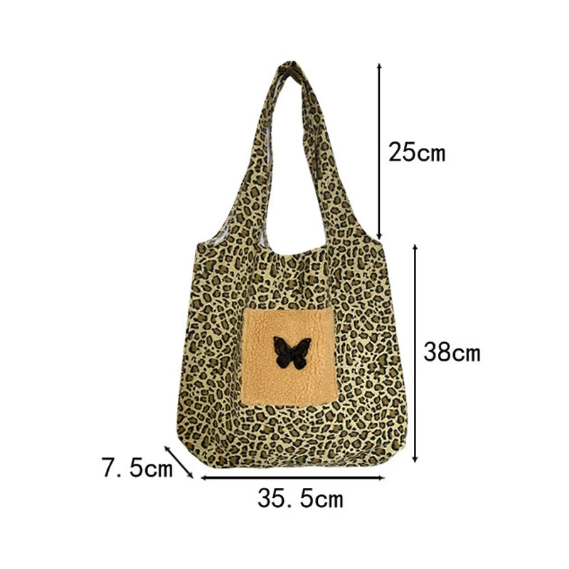 Spring Leopard Butterfly Shoulder Bag Large Capacity Ladies Tote