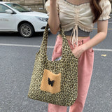 Spring Leopard Butterfly Shoulder Bag Large Capacity Ladies Tote