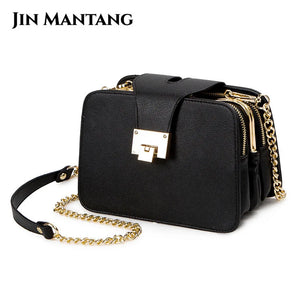 Spring Chain Strap Shoulder Bag Clutch Handbag with Metal Buckle