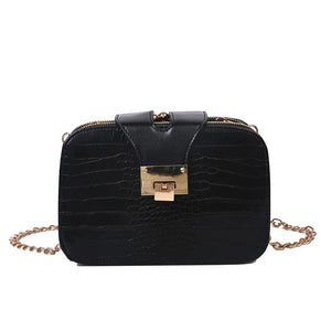 Spring Chain Strap Shoulder Bag Clutch Handbag with Metal Buckle