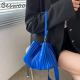 Spring Bags Summer Folds Bucket Bags for Women Shoulder Crossbody Bag