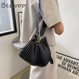 Spring Bags Summer Folds Bucket Bags for Women Shoulder Crossbody Bag