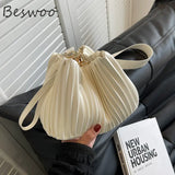 Spring Bags Summer Folds Bucket Bags for Women Shoulder Crossbody Bag