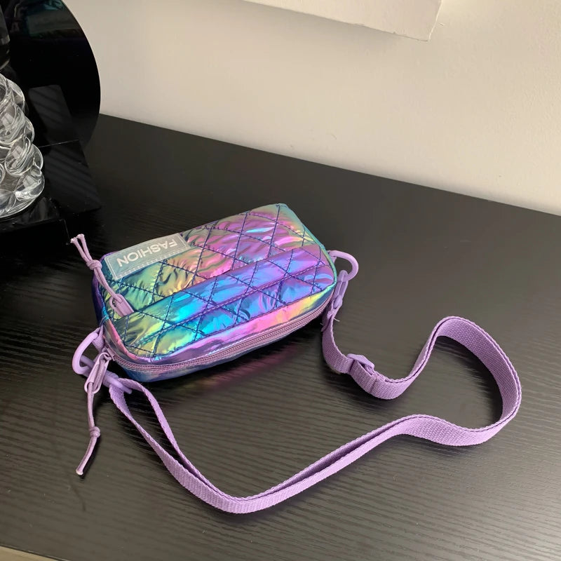 Spring Women's Nylon Shoulder Bag Colorful Soft Square Messenger Bag