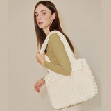 Spring Tote Bag Pleated Women Puff Bag Lightweight Large Capacity Shoulder Bag
