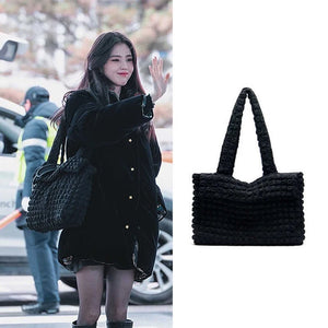 Spring Tote Bag Pleated Women Puff Bag Lightweight Large Capacity Shoulder Bag