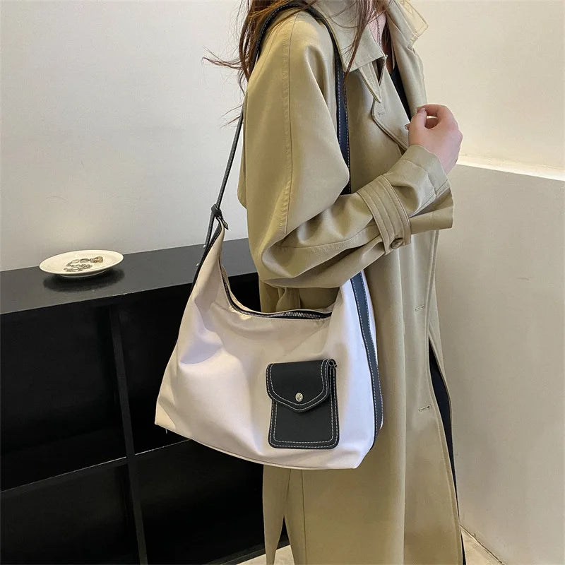 Women PU Shoulder Bag Casual Handbag Tote Bag With Pocket Large Capacity