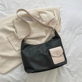 Women PU Shoulder Bag Casual Handbag Tote Bag With Pocket