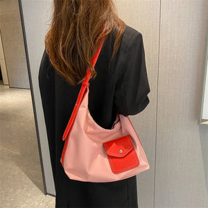 Women PU Shoulder Bag Casual Handbag Tote Bag With Pocket Large Capacity