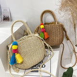 Rattan Square Tote Bag Crossbody Boho Basket
