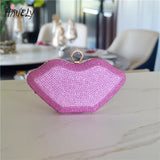 Lips Shape Diamonds Evening Bag Bridal Party Blingbling Wedding Chain Clutch
