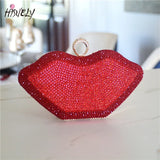 Lips Shape Diamonds Evening Bag Bridal Party Blingbling Wedding Chain Clutch