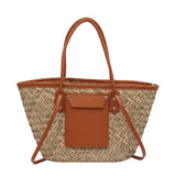 Summer Rattan Shoulder Bag Large Woven Tote Handbag