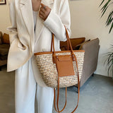 Summer Rattan Shoulder Bag Large Woven Tote Handbag