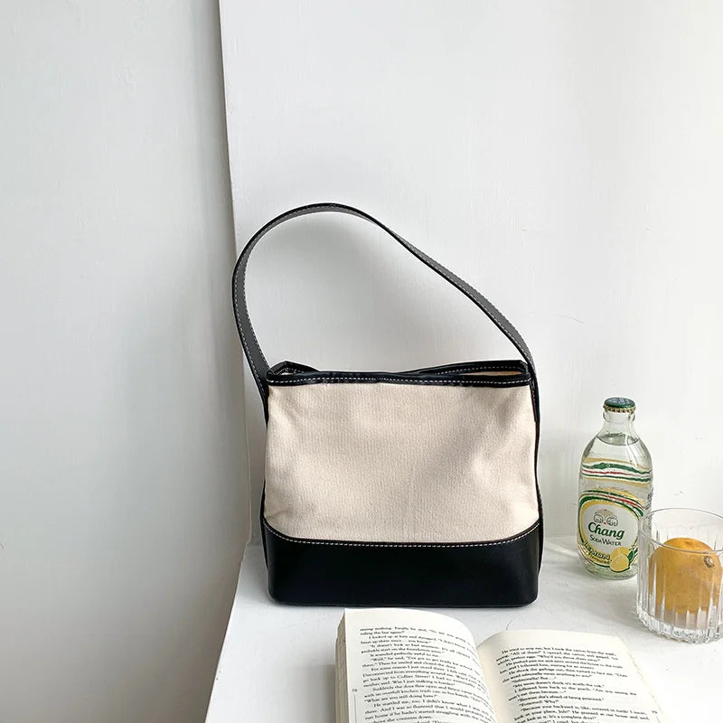 Summer Canvas Patchwork Tote Shoulder Bag
