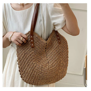 Summer Woven Bag Female Straw Shoulder Bag Straw Handbag Beach Bag Women